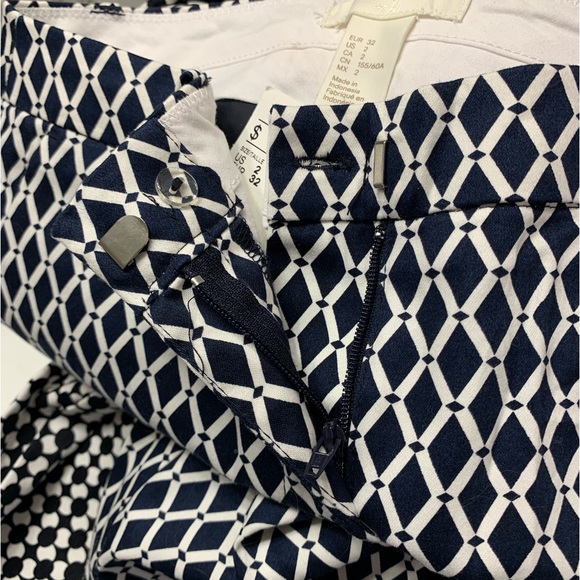 H&M Ankle-Length Patterned Trousers - Navy & White - Picture 5 of 10